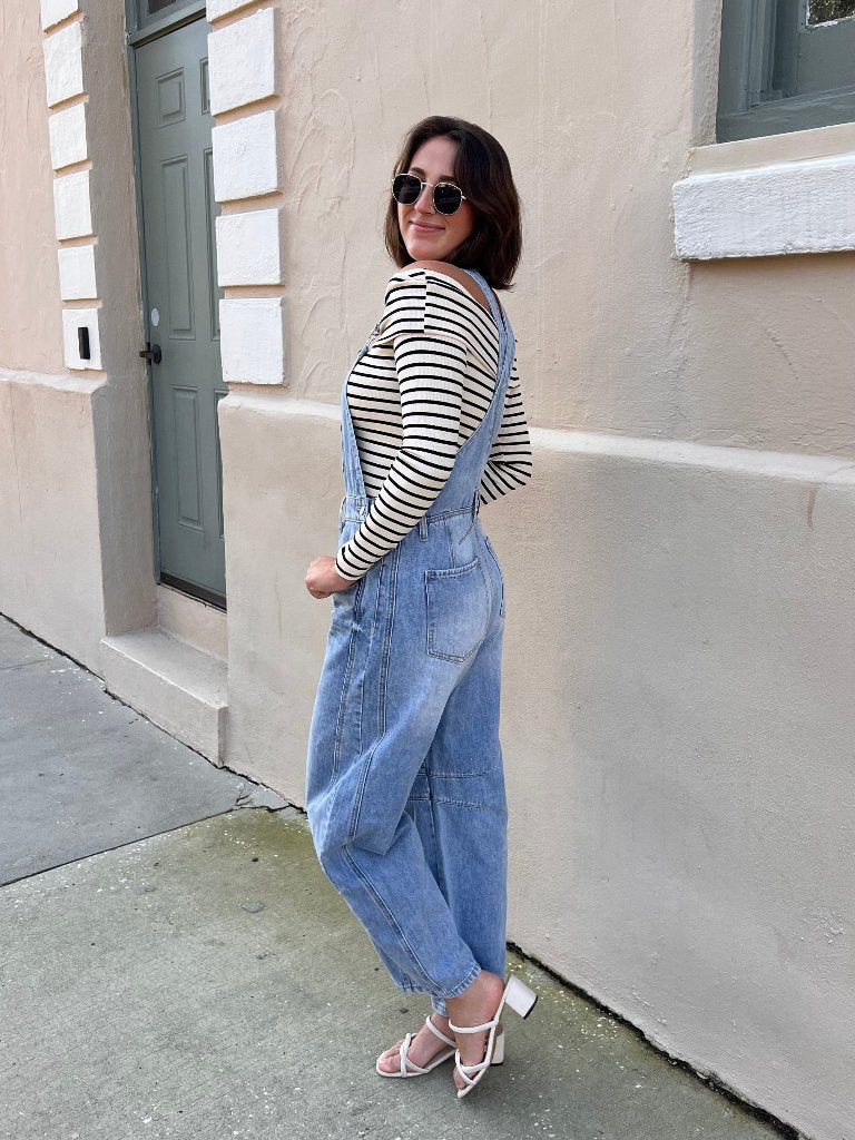 RYDER BARREL OVERALLS IN DENIM