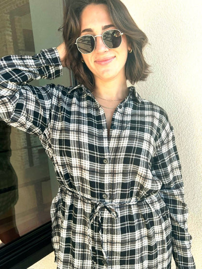 HUNTER SHIRT ROMPER IN PLAID