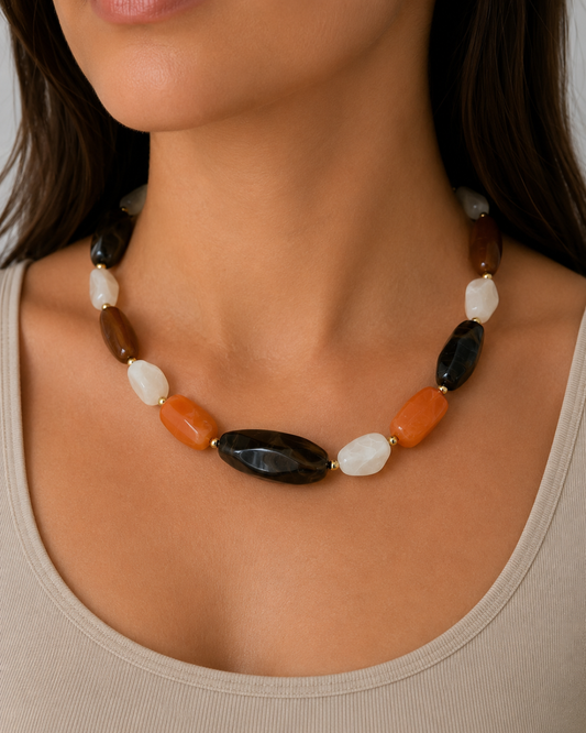 Rio Beaded Necklace in Brown