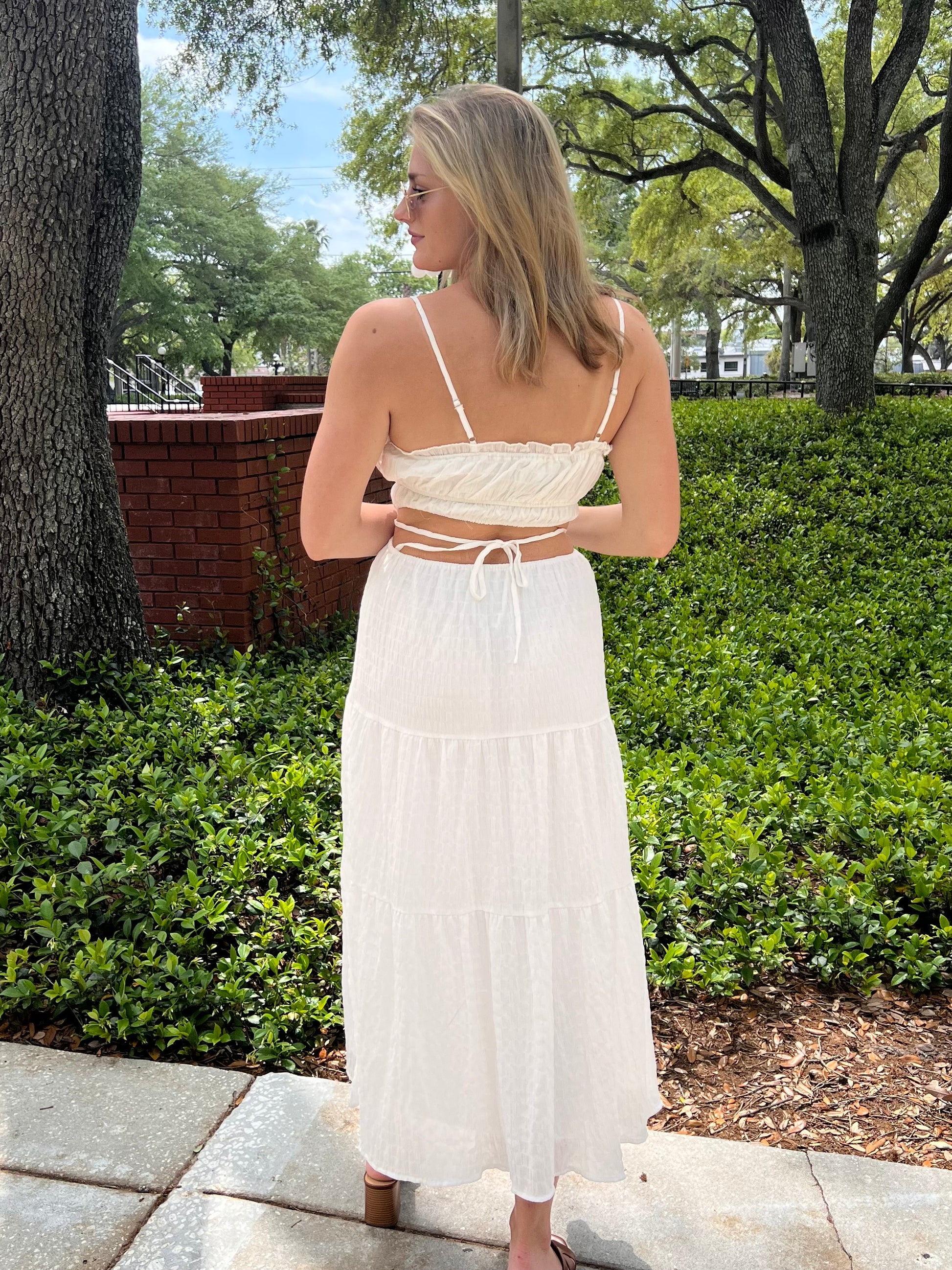 Danielle White Maxi Dress with Back Cut Out Detail