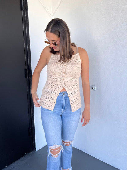 LAUREN CROCHET TOP IN NATURAL