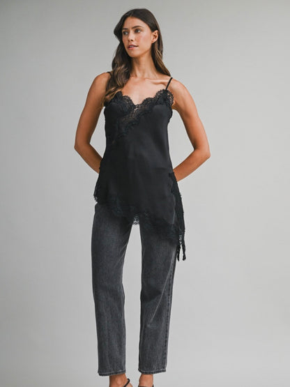 Skye Asymmetrical Lace Cami in Black