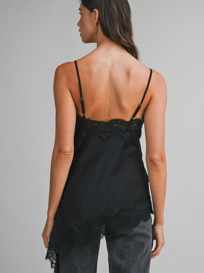Skye Asymmetrical Lace Cami in Black
