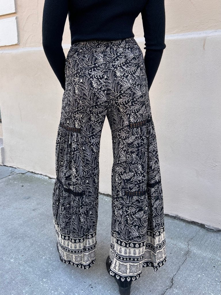 JUNO PRINTED PANTS IN BLACK