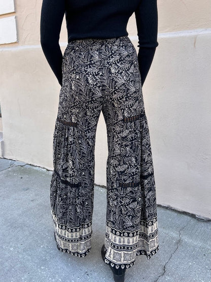 JUNO PRINTED PANTS IN BLACK