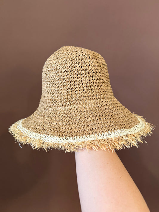 Remy Straw Bucket Hat in Khaki