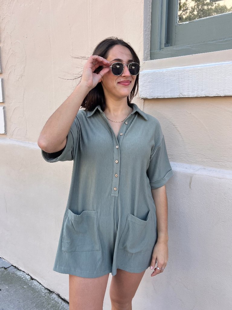 MARLEY ROMPER IN OLIVE