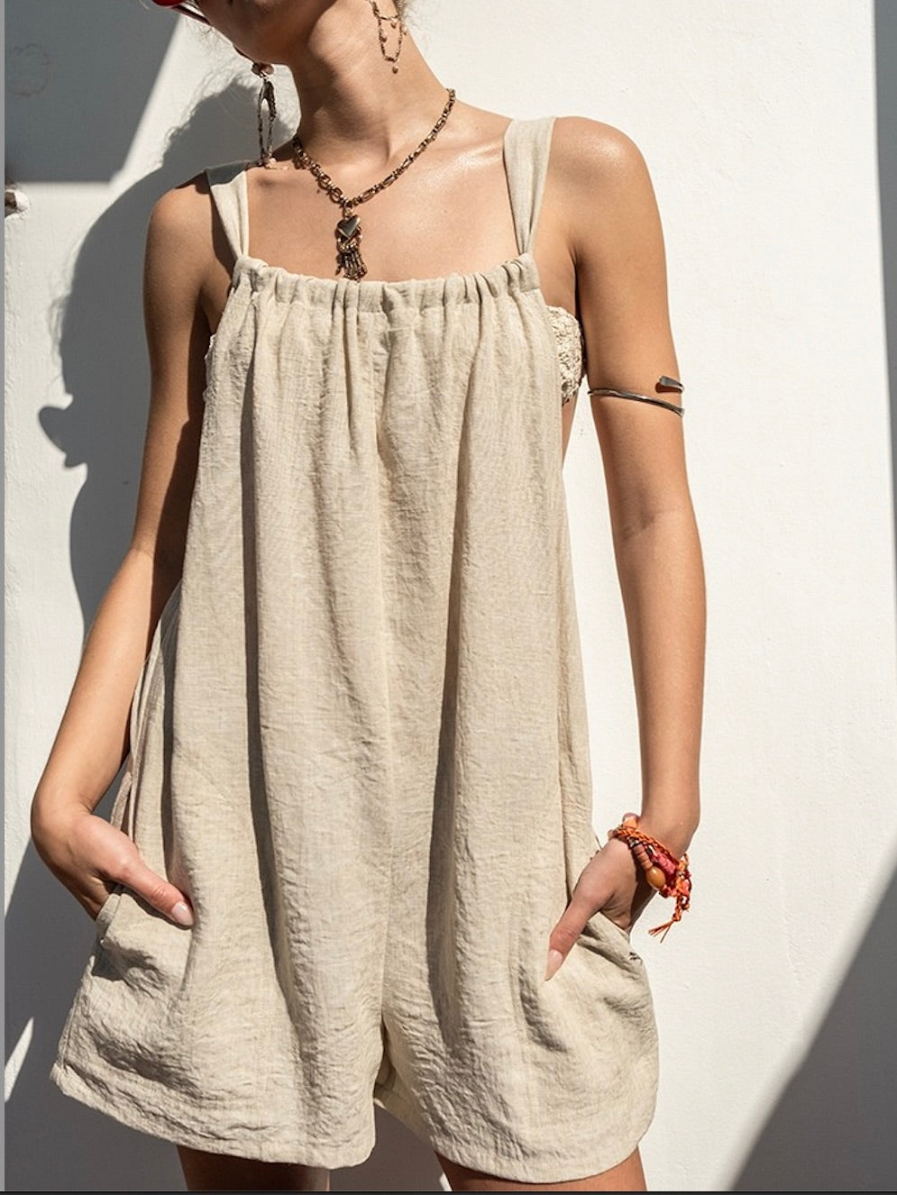 Teagan Romper in Oatmeal