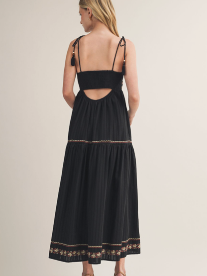 Spencer Embroidered Maxi Dress in Black