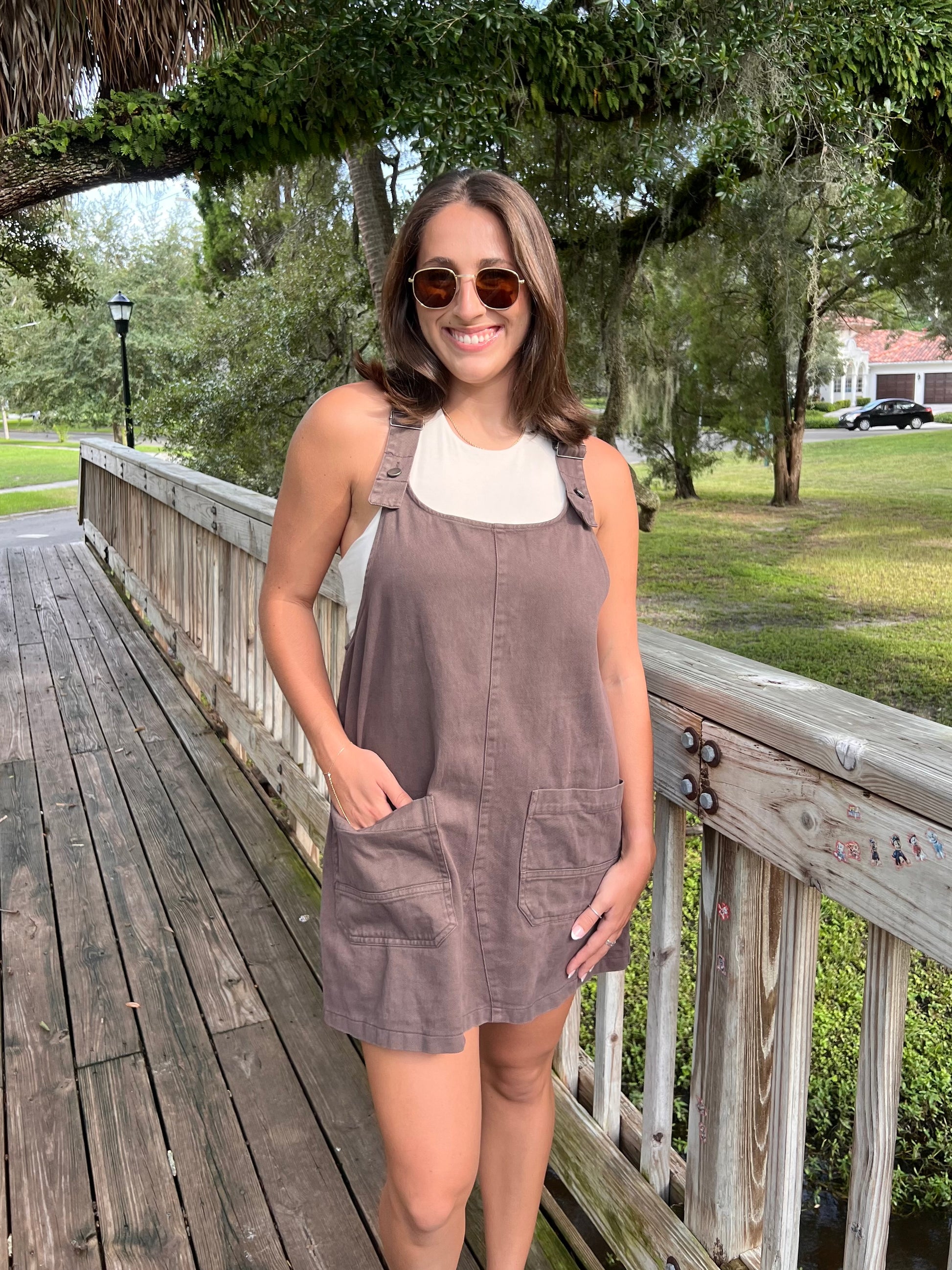 Sutton Cocoa Brown Overall Dress