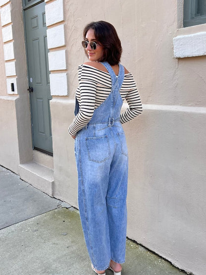 RYDER BARREL OVERALLS IN DENIM