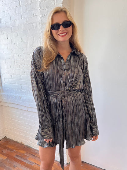 CHIARA SHIRT DRESS IN GUNMETAL