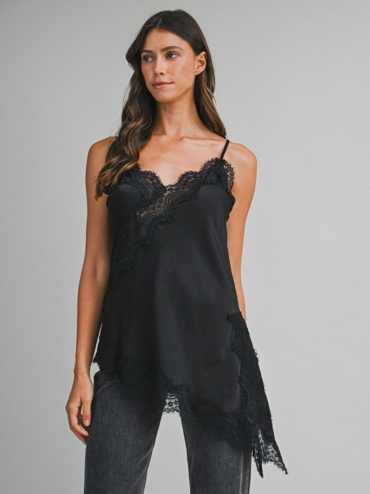 Skye Asymmetrical Lace Cami in Black