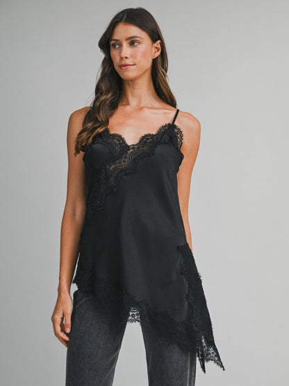 Skye Asymmetrical Lace Cami in Black