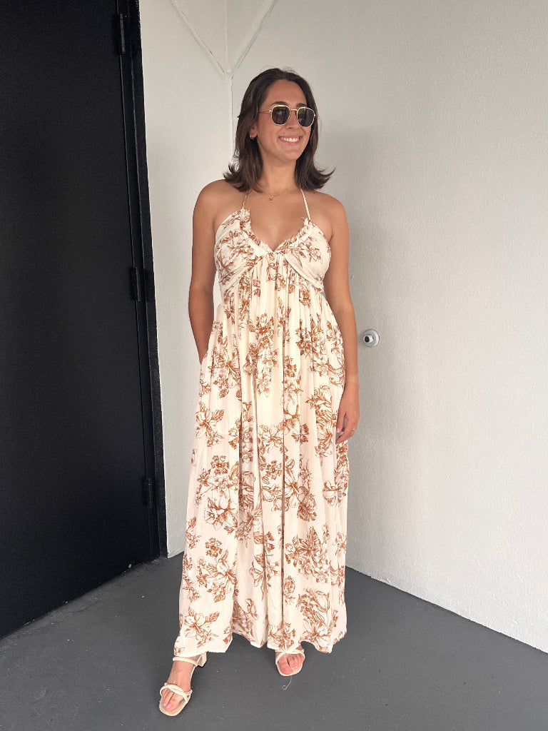 SAVANNAH MAXI DRESS IN TAUPE