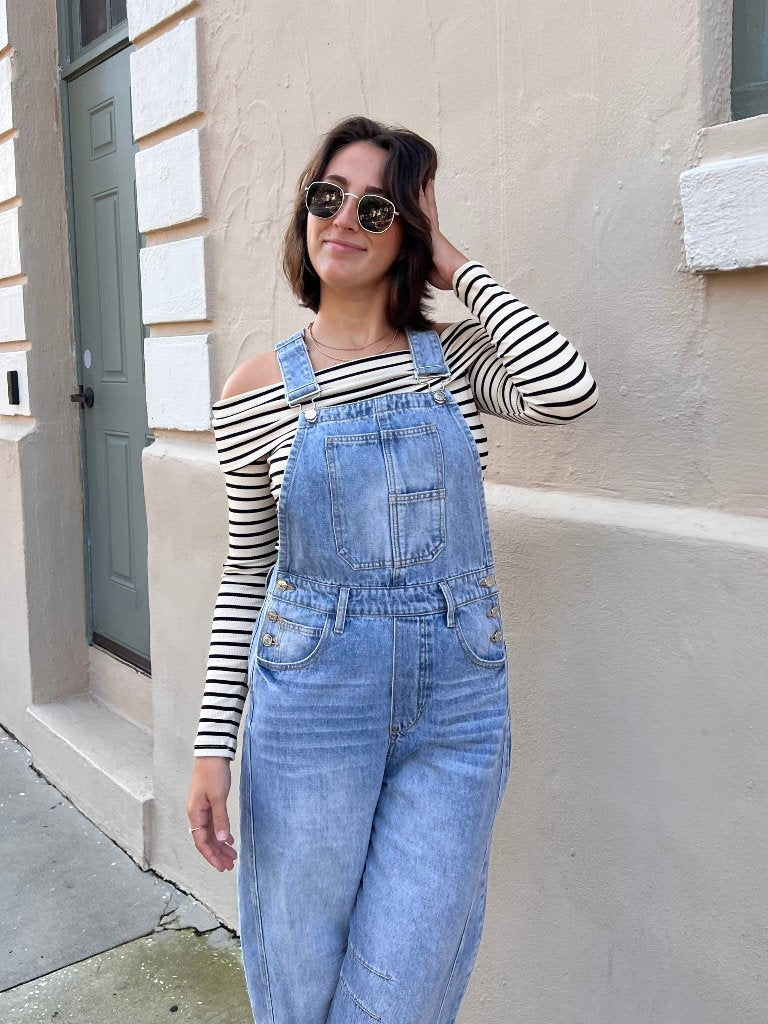 RYDER BARREL OVERALLS IN DENIM