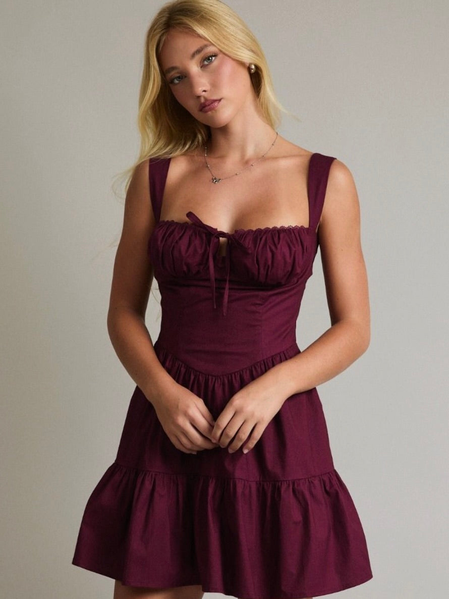 Tate A-Line Mini Dress in Plum