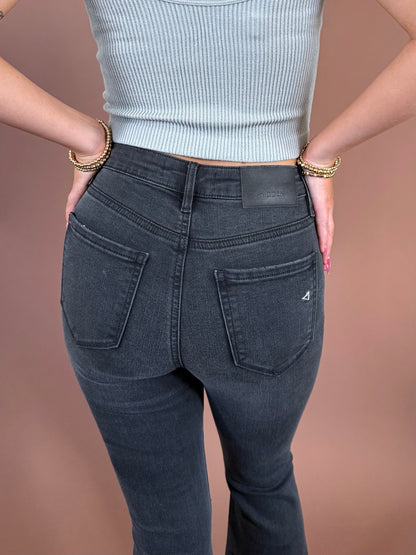 Dylan Distressed High Rise Denim in Washed Black