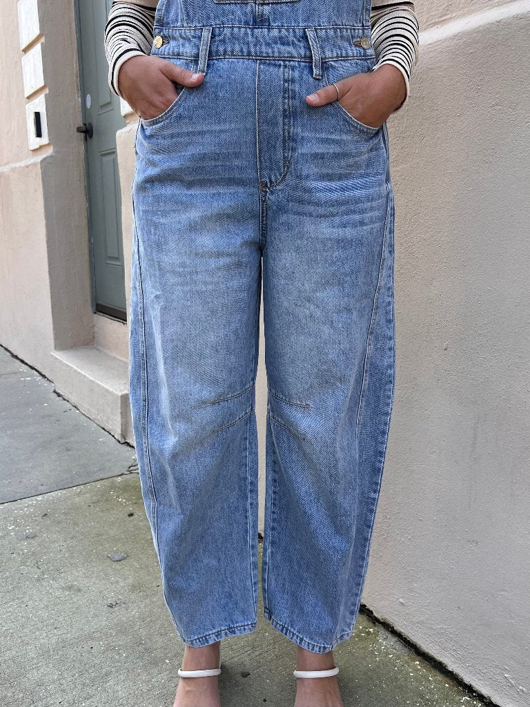 RYDER BARREL OVERALLS IN DENIM