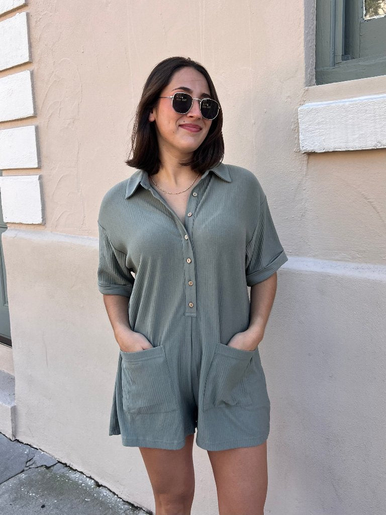 MARLEY ROMPER IN OLIVE