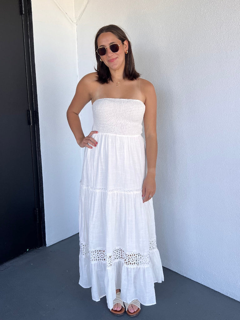 JULIETTE STRAPLESS MAXI DRESS IN WHITE