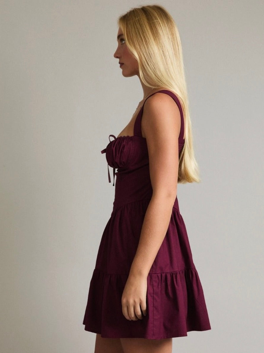 Tate A-Line Mini Dress in Plum