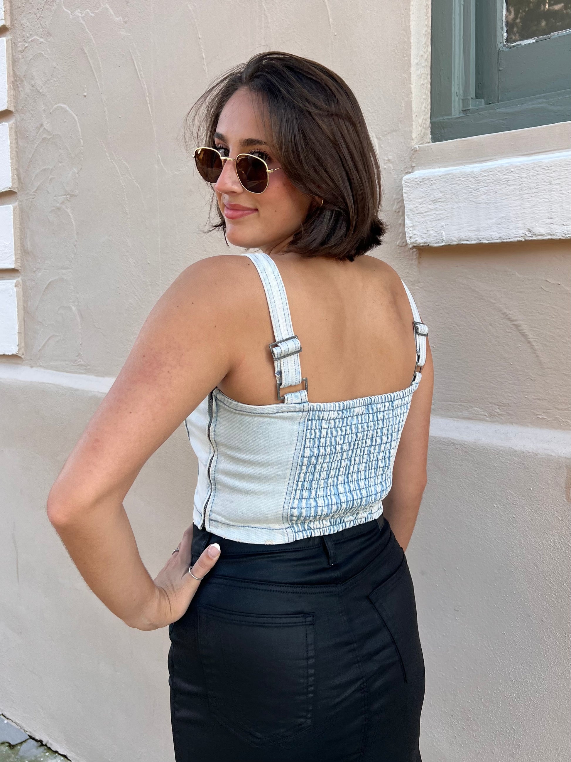 CHARLOTTE BUSTIER DENIM TOP