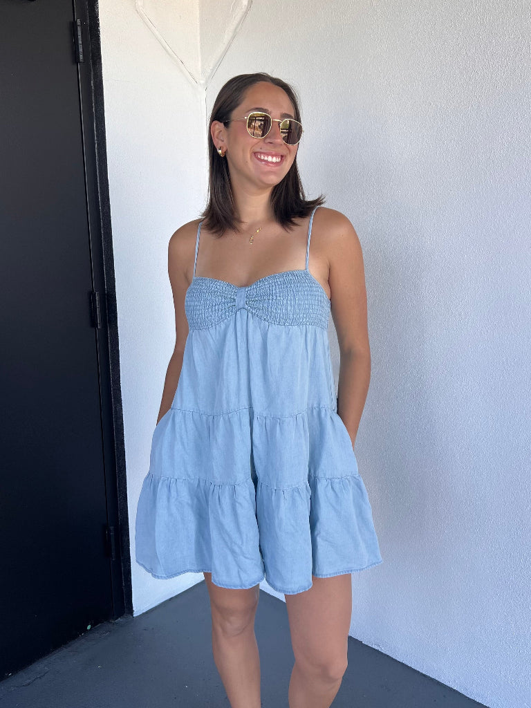 KAYLA ROMPER IN DENIM