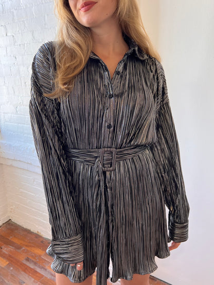 CHIARA SHIRT DRESS IN GUNMETAL