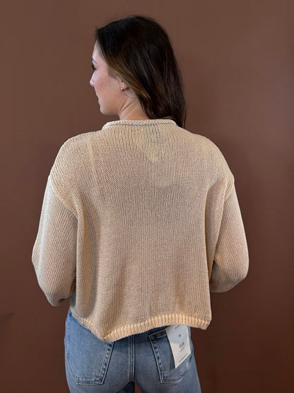 Forrest Long Sleeve Relaxed Cardigan in Cream