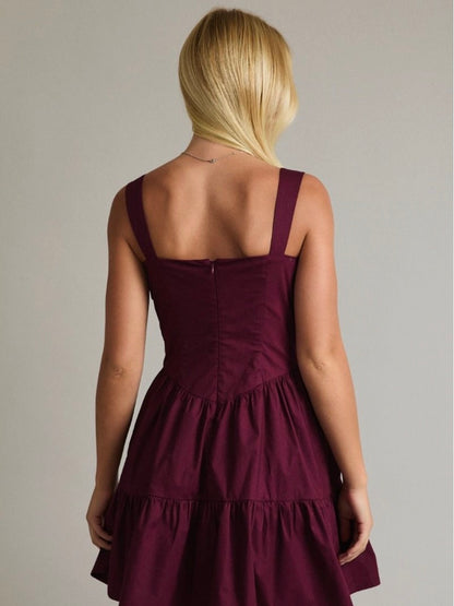 Tate A-Line Mini Dress in Plum