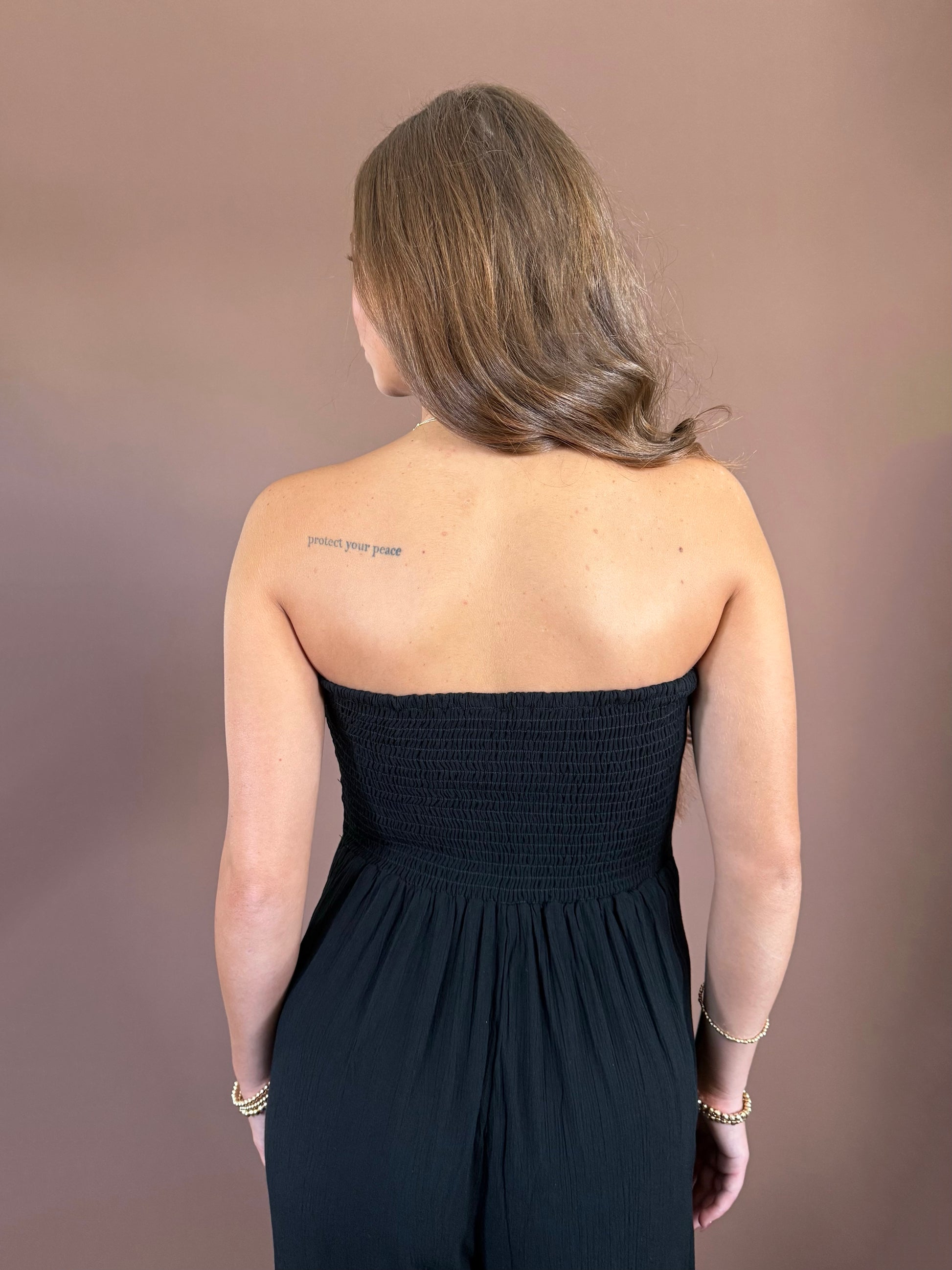 Emma Strapless Front Tie Jumpsuit in Black