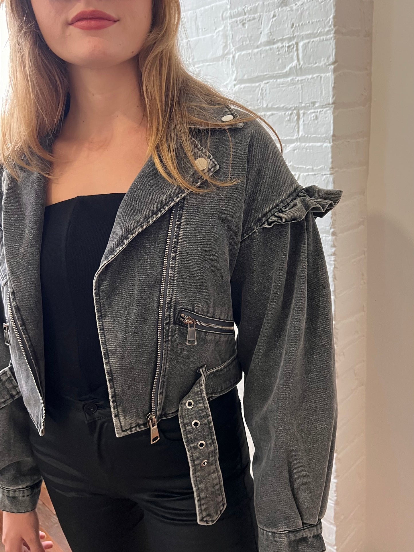 DIXIE BIKER JACKET IN BLACK DENIM