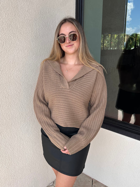 JAGGER COLLARED SWEATER IN MOCHA