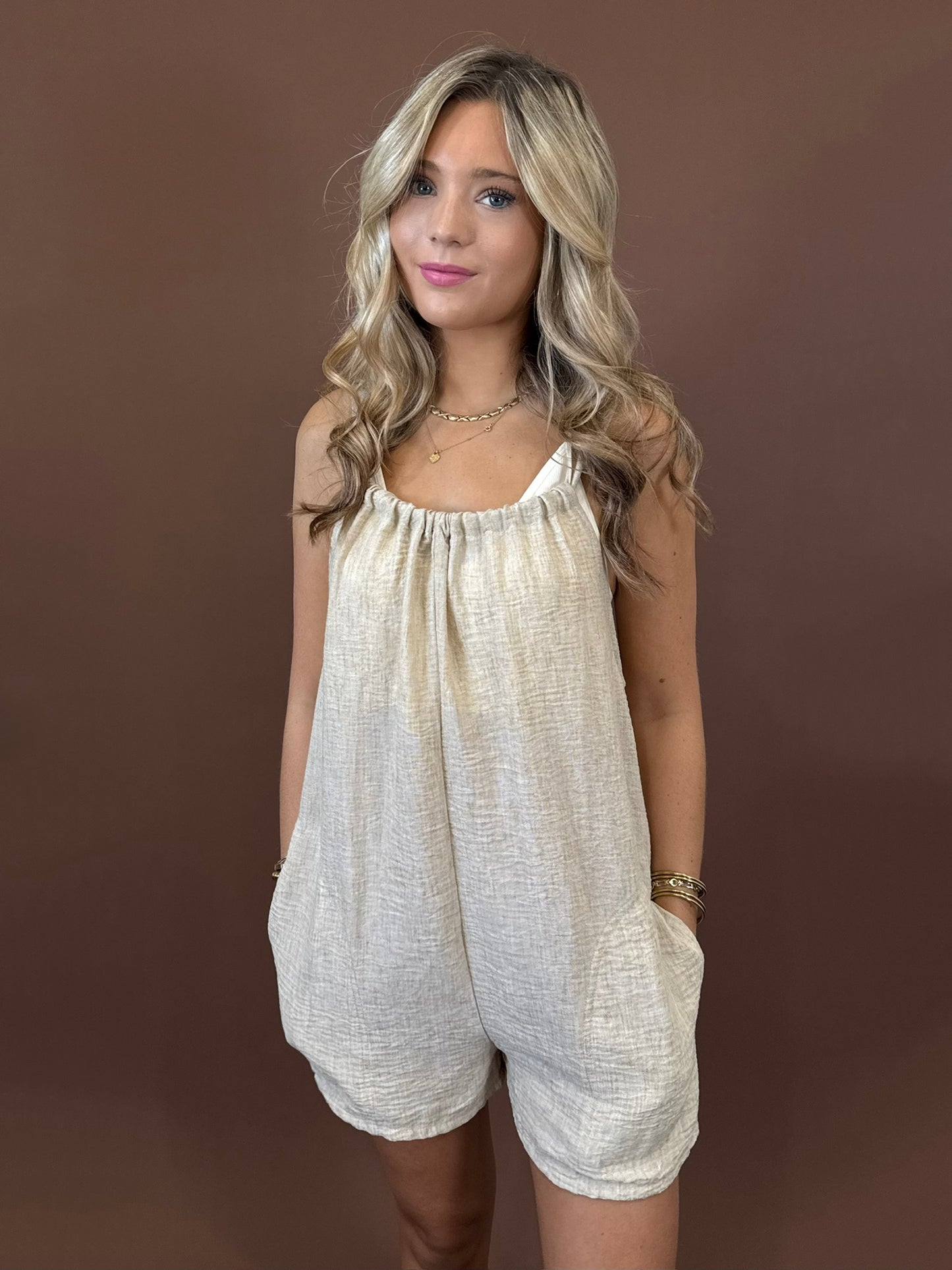 Teagan Romper in Oatmeal