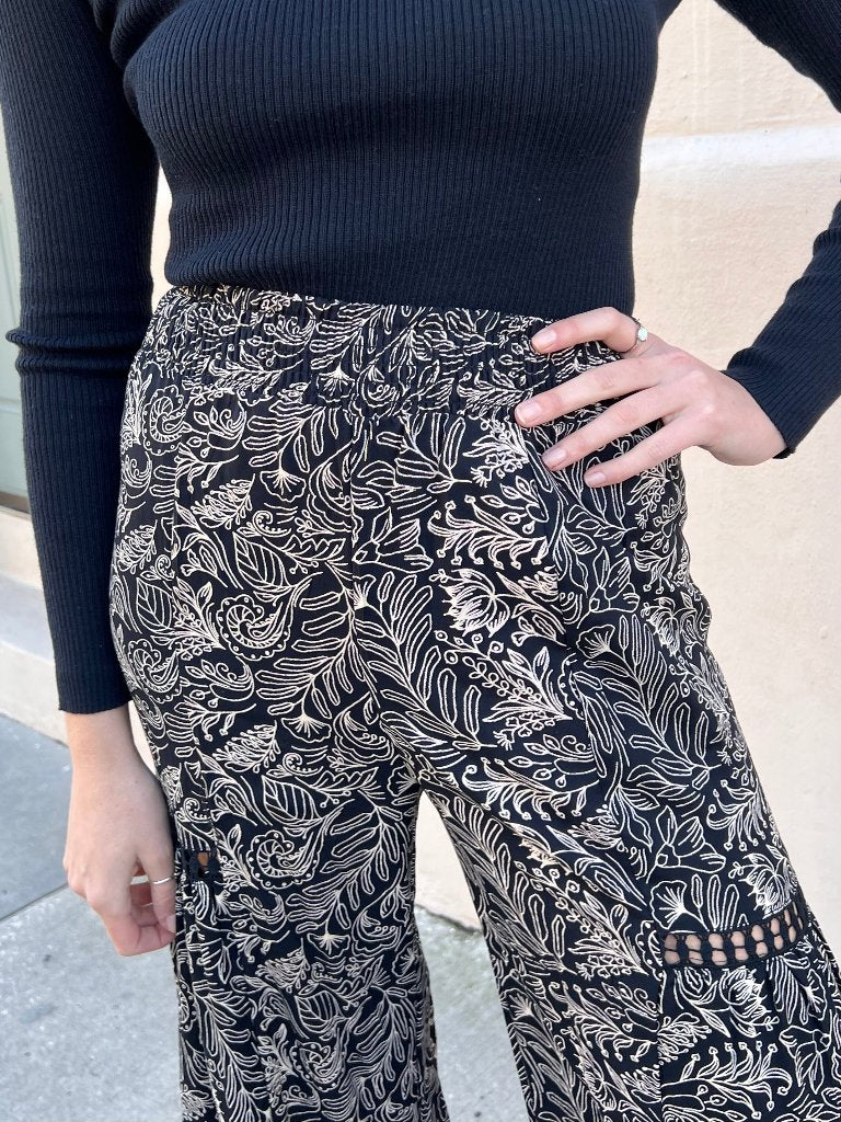 JUNO PRINTED PANTS IN BLACK