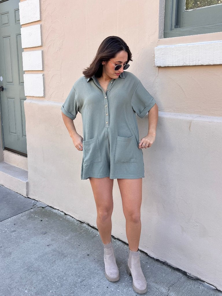 MARLEY ROMPER IN OLIVE