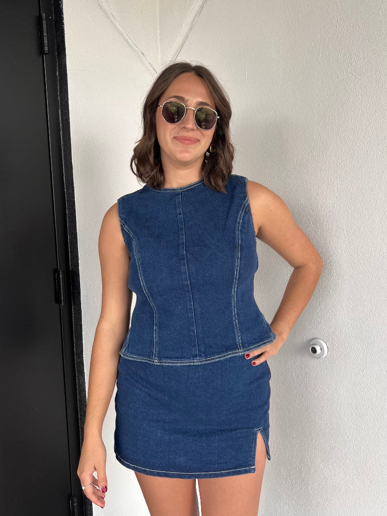 MADDEN SKORT IN DENIM