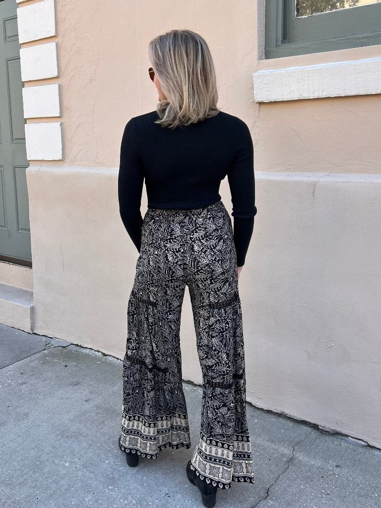 JUNO PRINTED PANTS IN BLACK