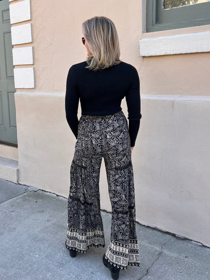 JUNO PRINTED PANTS IN BLACK