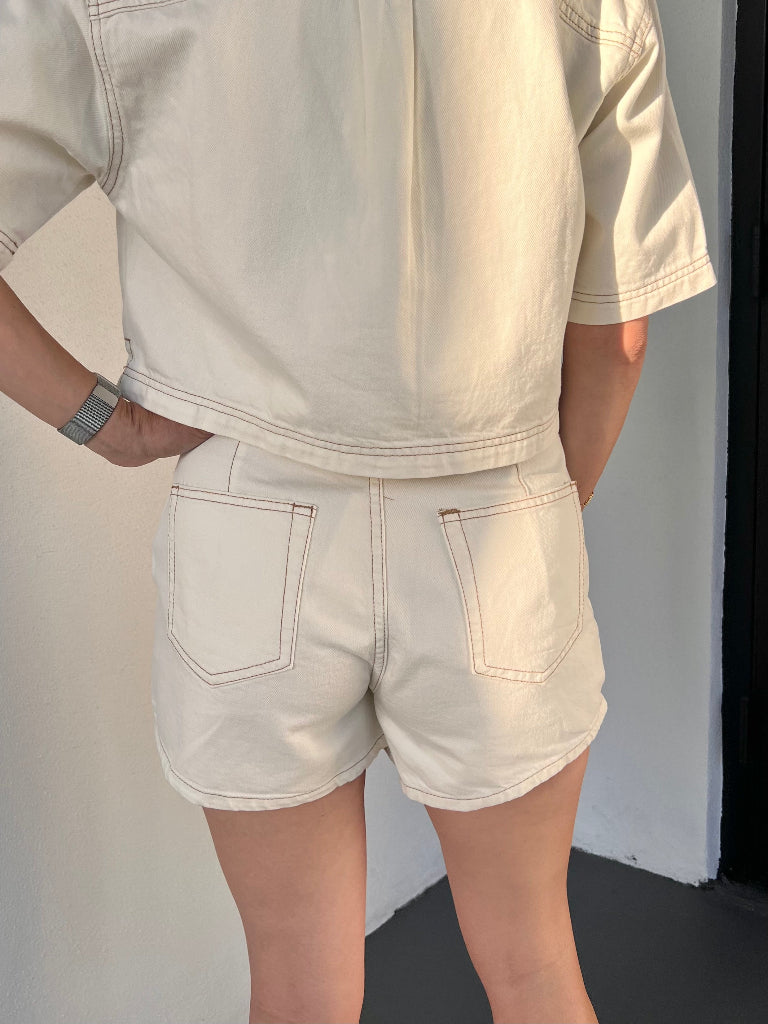 MILEY DENIM SKORT IN ECRU