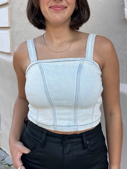 CHARLOTTE BUSTIER DENIM TOP