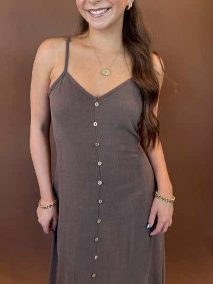 Chloe Sleeveless Maxi Dress in Chocolate Brown