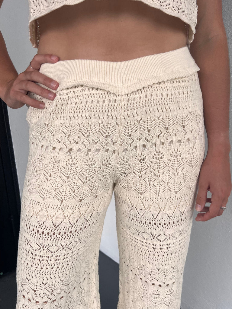 AUGUST CROCHET PANTS IN BEIGE