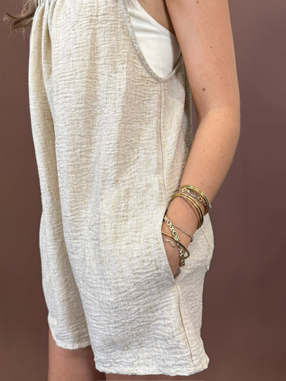 Teagan Romper in Oatmeal