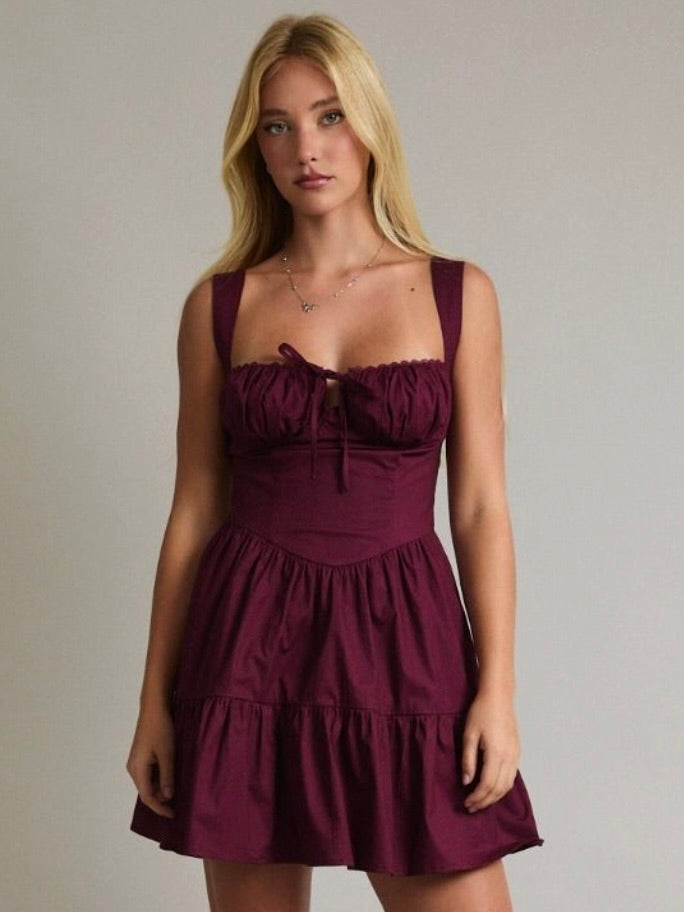 Tate A-Line Mini Dress in Plum