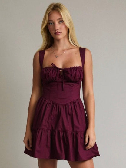Tate A-Line Mini Dress in Plum