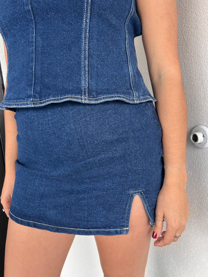 MADDEN SKORT IN DENIM