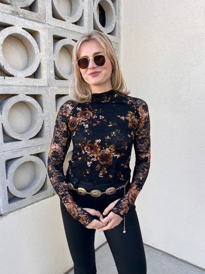 MEADOW LACE TOP IN BLACK