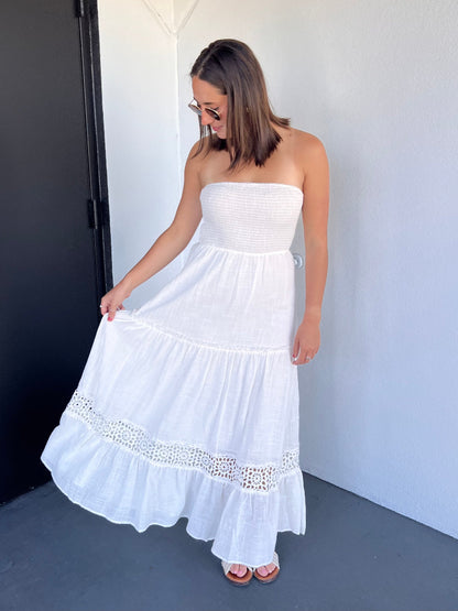 JULIETTE STRAPLESS MAXI DRESS IN WHITE